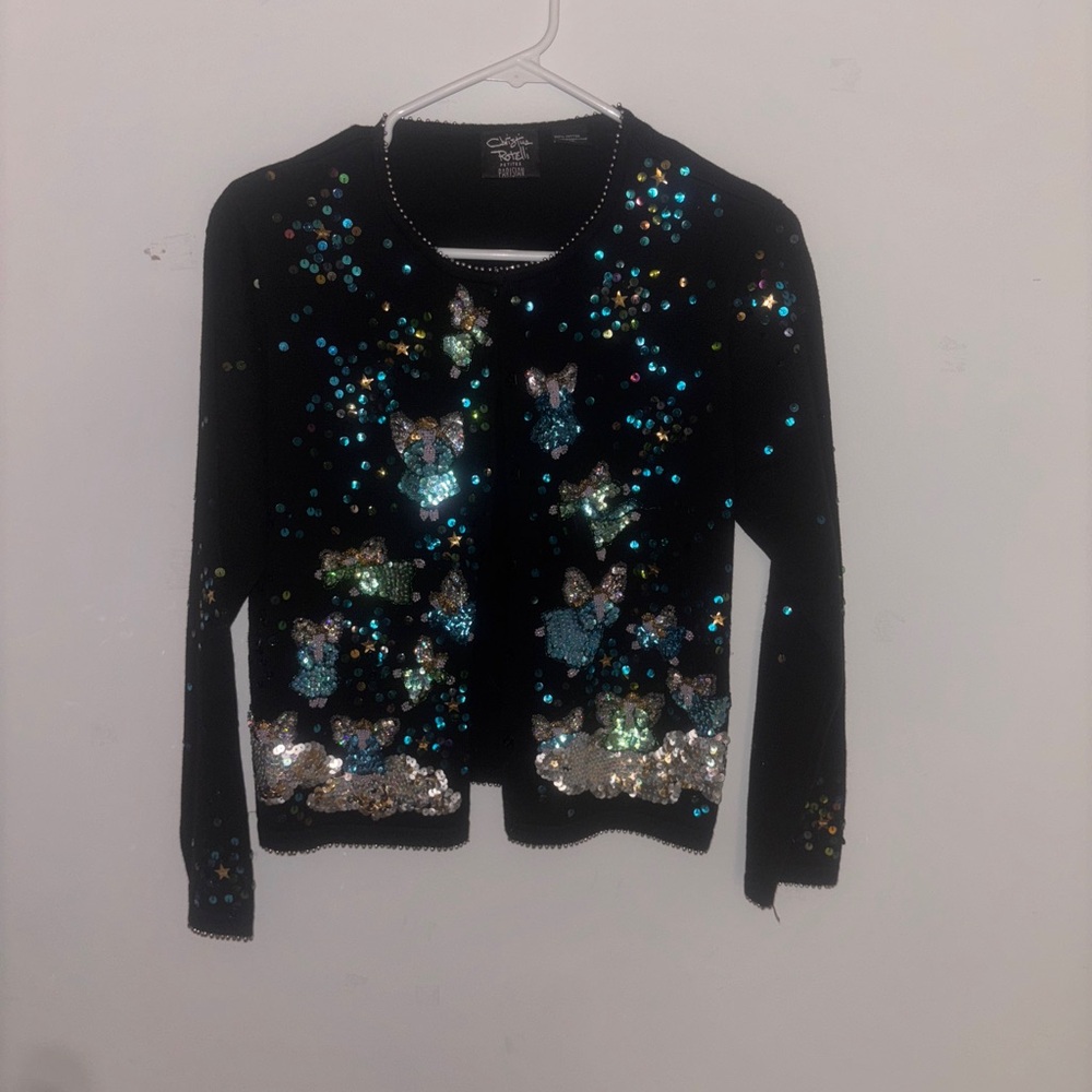 Vintage Christina Rotelli Cardigan – Black Cotton PM